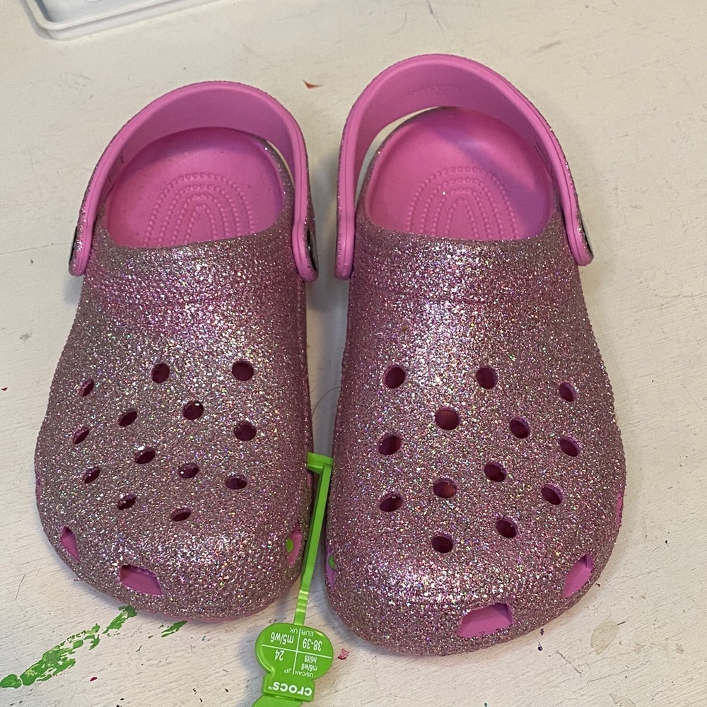 CROCS Adult Sparkly Pink Clogs